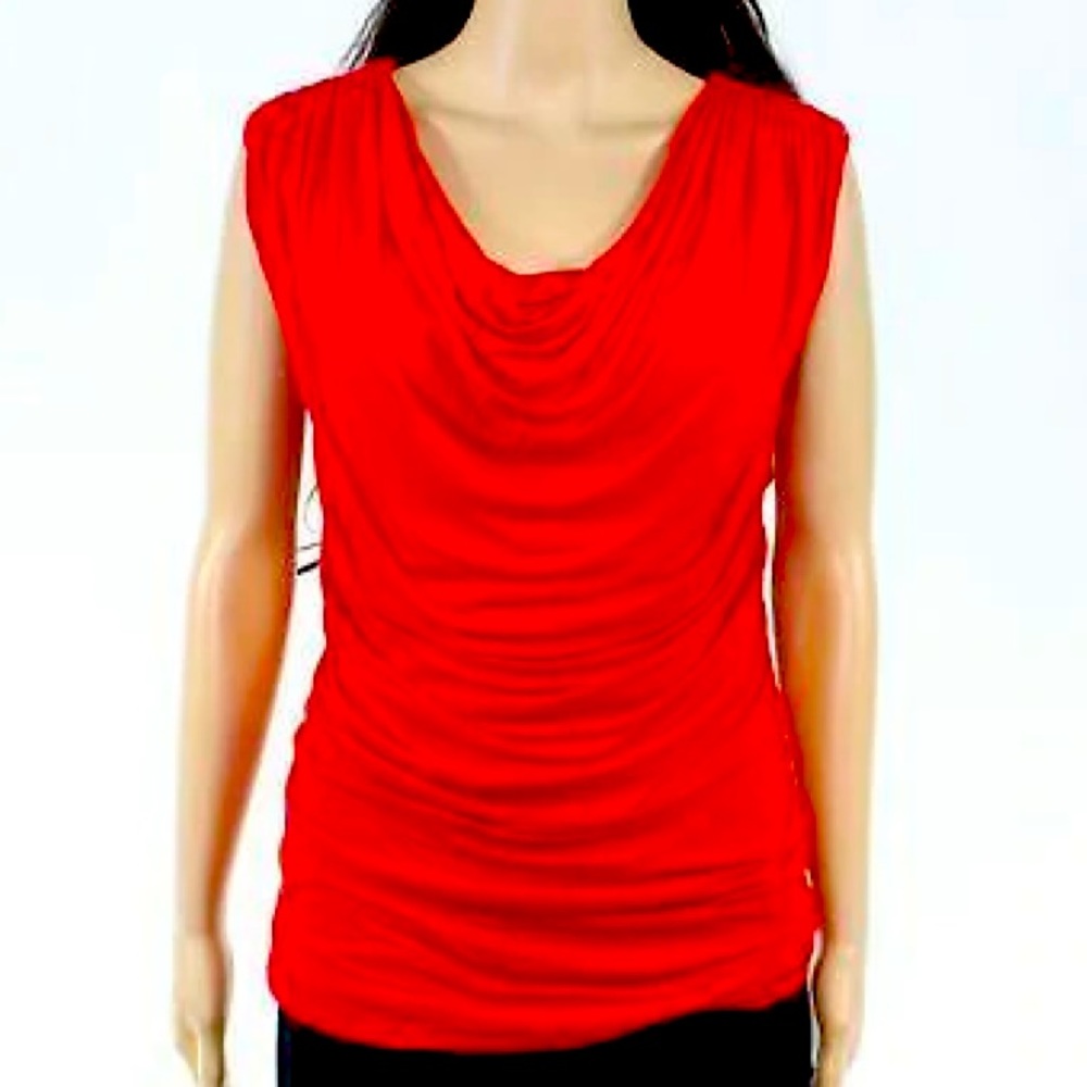 The Limited Red Cowl Neck Scrunch Blouse